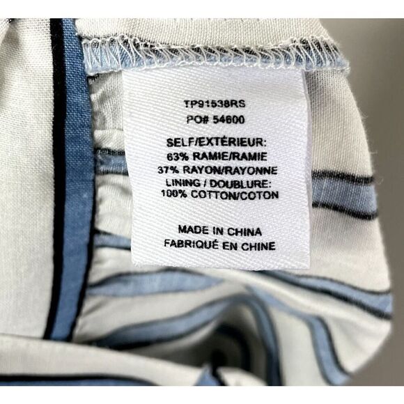 DEREK LAM 10 Crosby Dress Womens 6 Blue Striped Shirtdress Snap Front Cap Sleeve - Picture 15 of 16